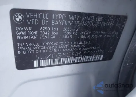 2012 BMW X6 xDrive50I z USA, uszkodzony, nr VIN 5UXFG8C58CL590171